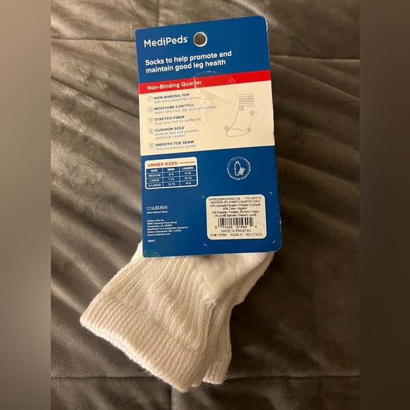 New With Tags Medi Peds White Quarter Socks 2 Pair Non Binding Size Medium - Picture 4 of 4